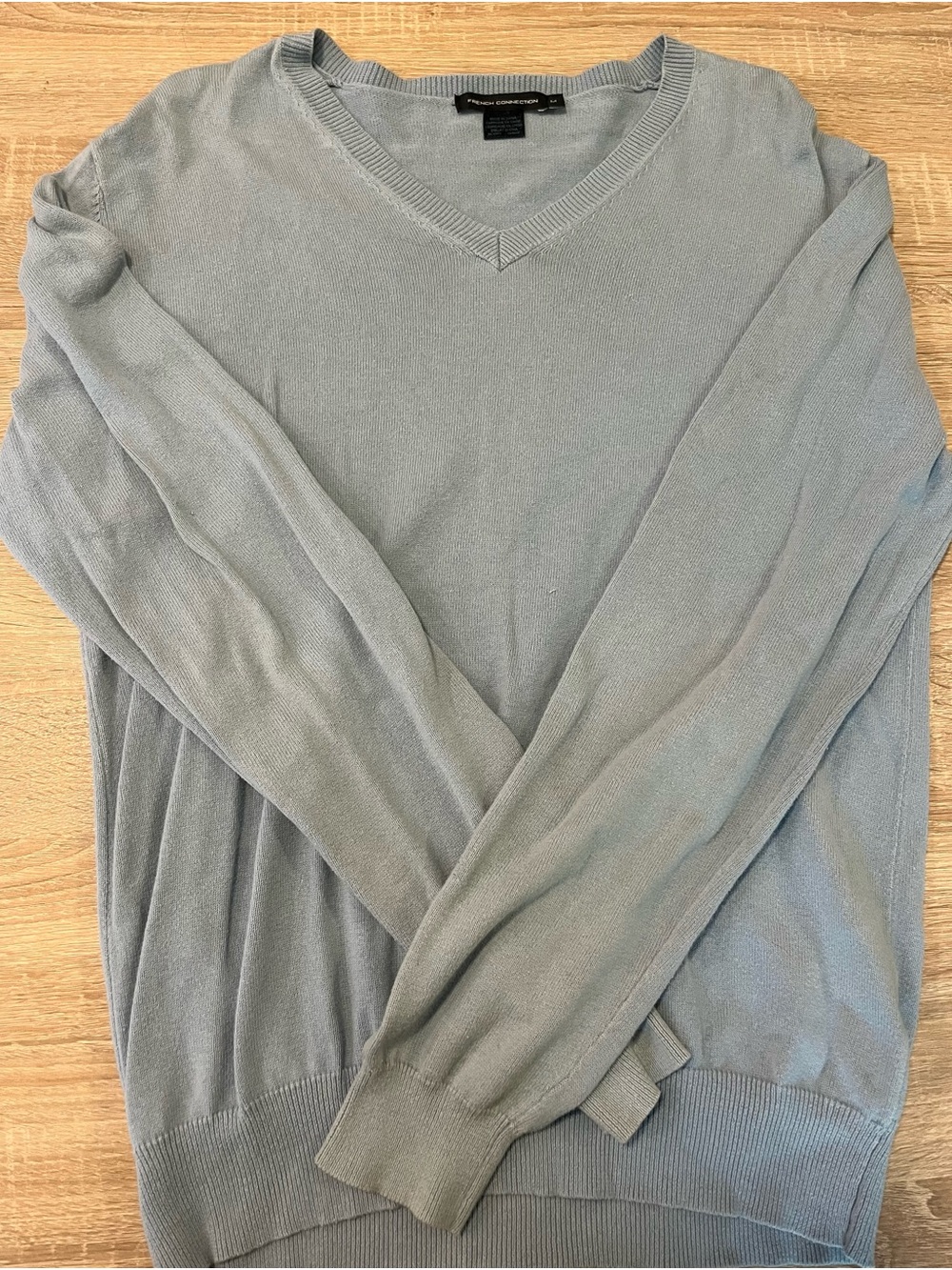 French Connection Mens V-Neck Sweater Light Blue | Size M